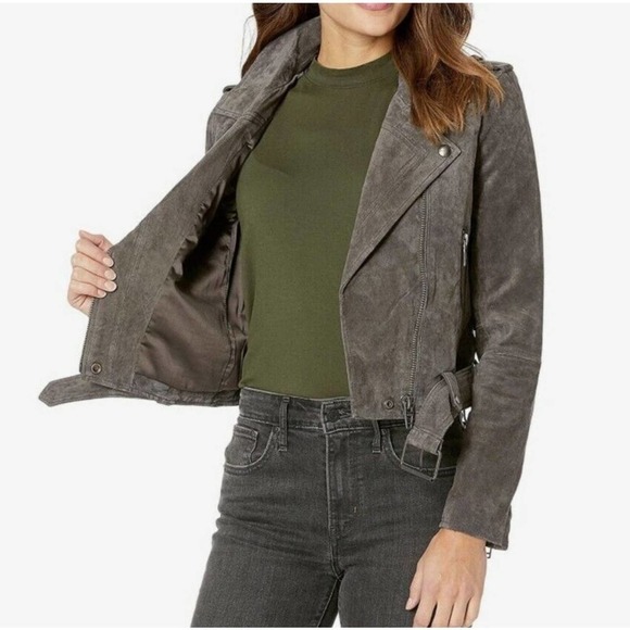 BLANKNYC Leather / Suede French Grey Moto Leather Jacket Women's Size S NWT - Picture 2 of 11